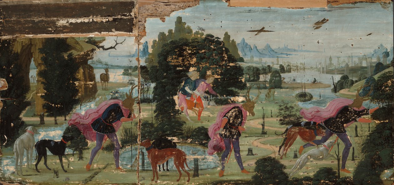 Actaeon se proměnil v jelena od Jacopo del Sellaio