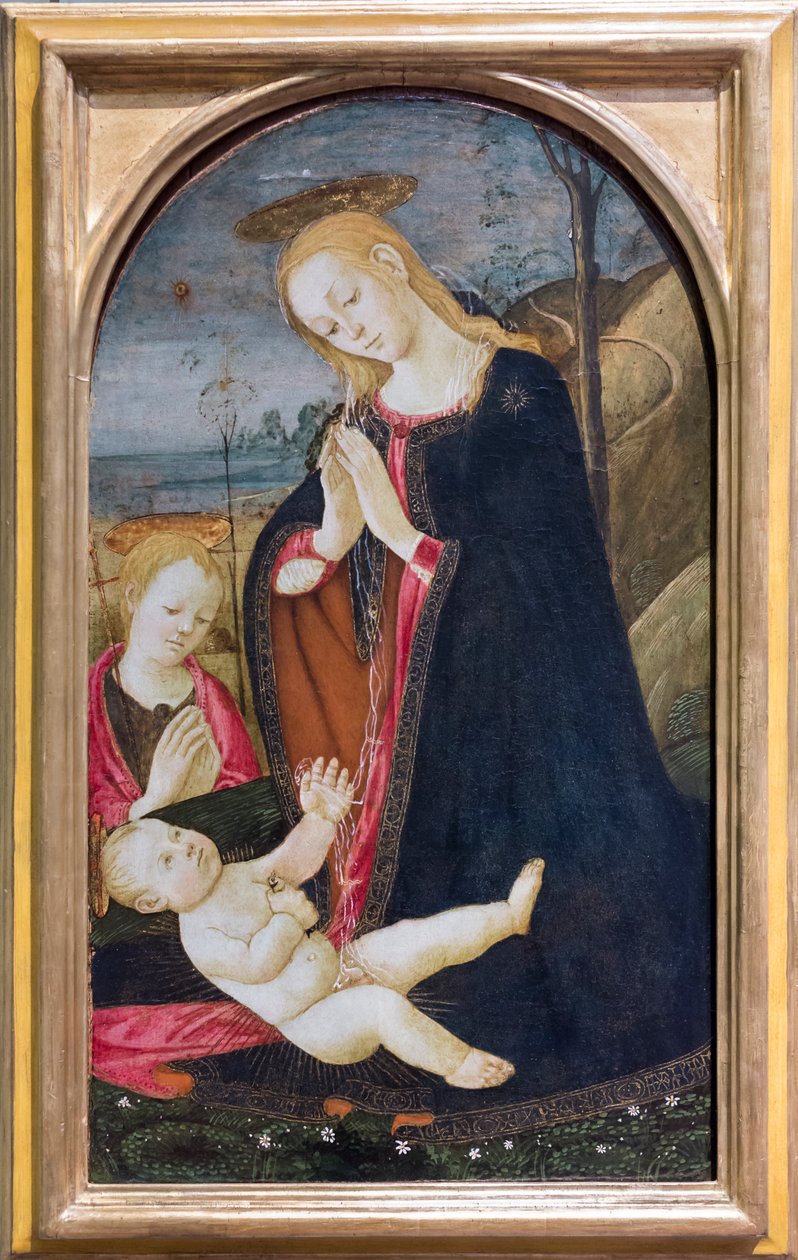 Klanění Kristu s mladým svatým Janem Křtitelem od Jacopo del Sellaio