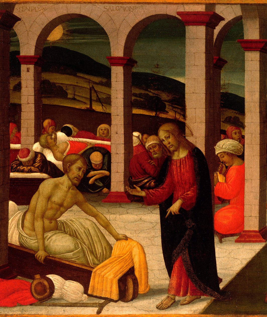 Jacopo del Sellaion (1441-1493) Bethesdan allas, yksityiskohta od Jacopo del Sellaio