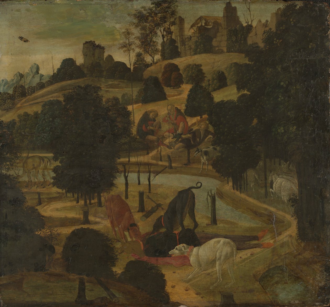 Smrt Aktaeona od Jacopo del Sellaio