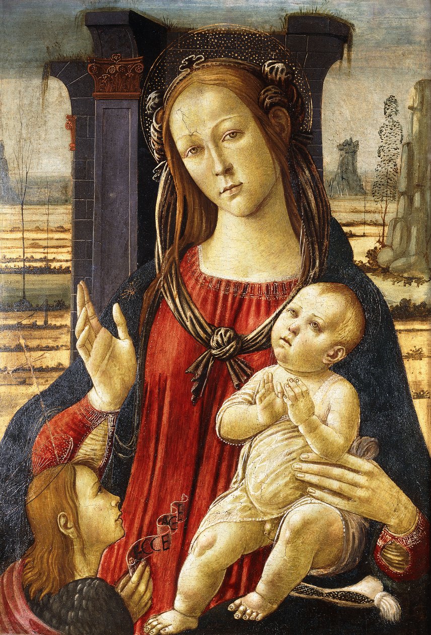 Madona s dítětem se svatým Janem Křtitelem, od Jacopo del Sellaio