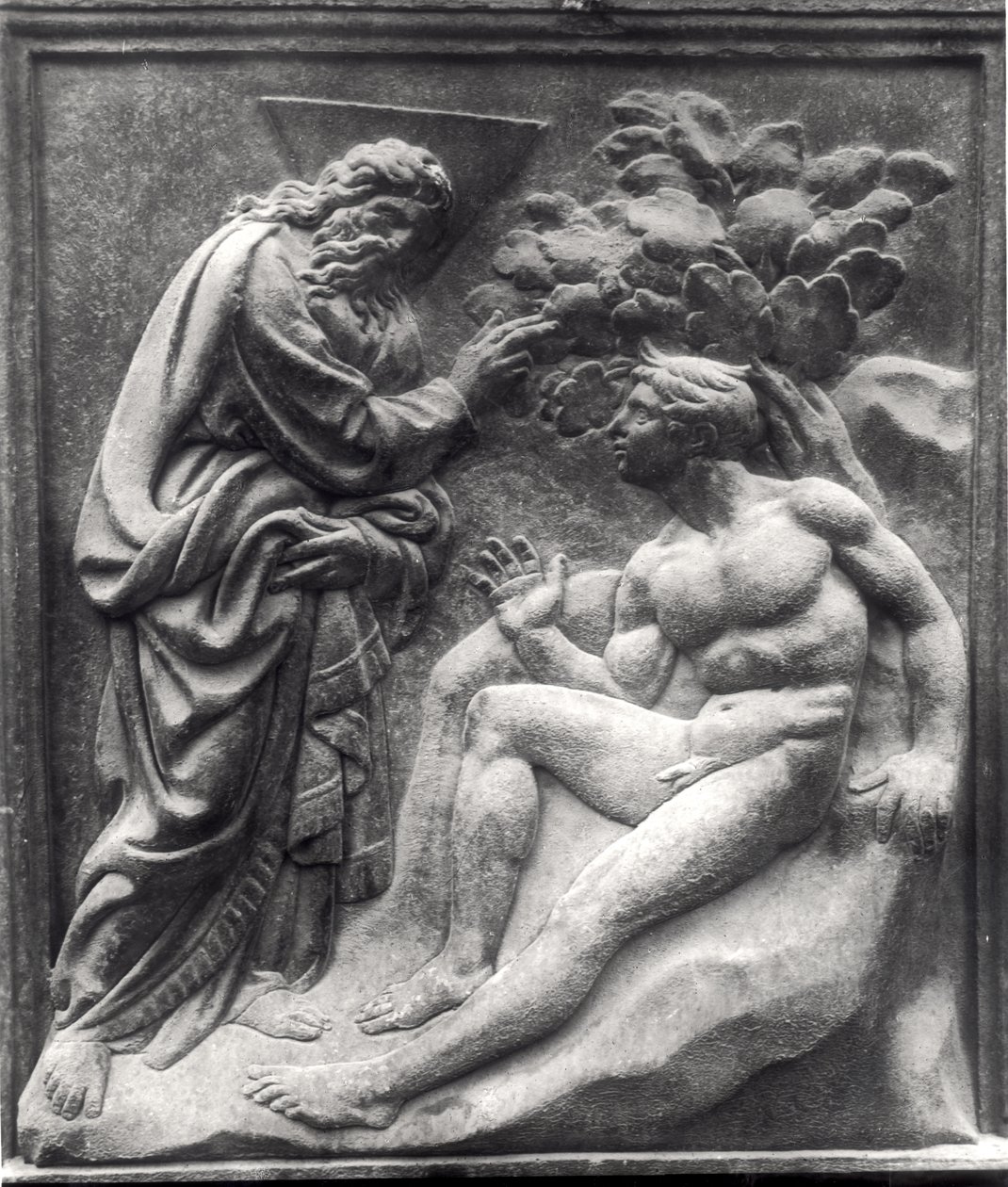 Stvoření Adama, panel z Porta Magna, cca 1430 (mramor) od Jacopo della Quercia