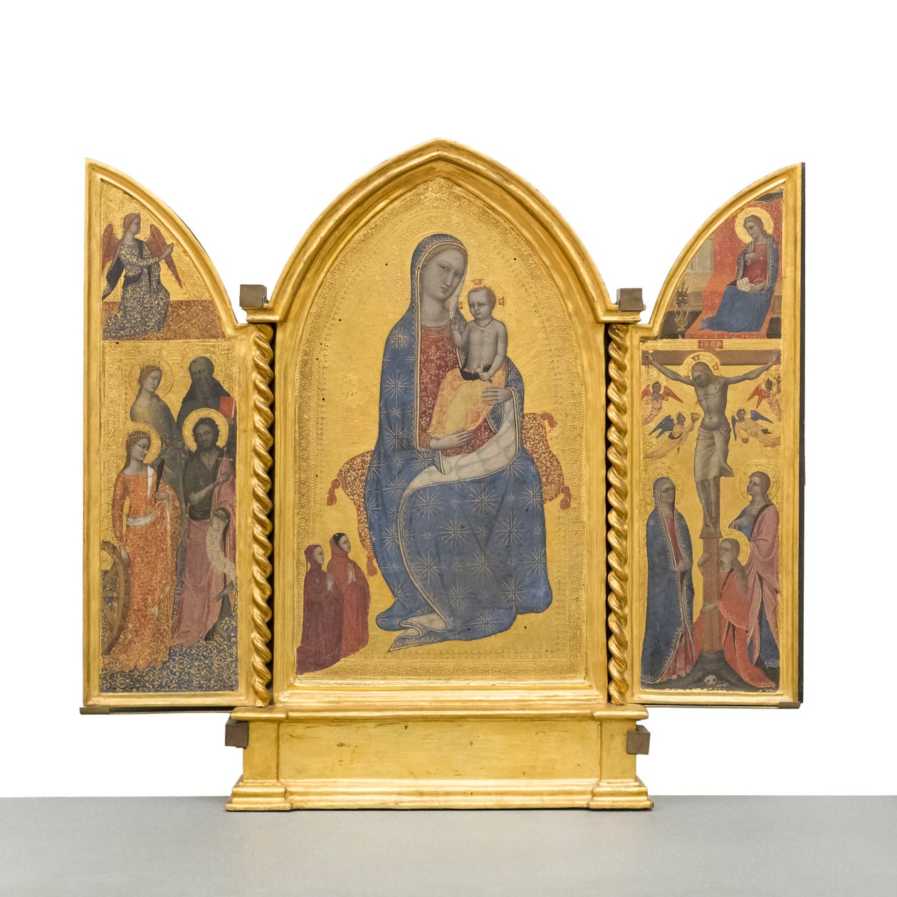 Madona s dítětem; Zvěstování; Ukřižování a svatí, kolem roku 1380 (panel) od Jacopo di Cione