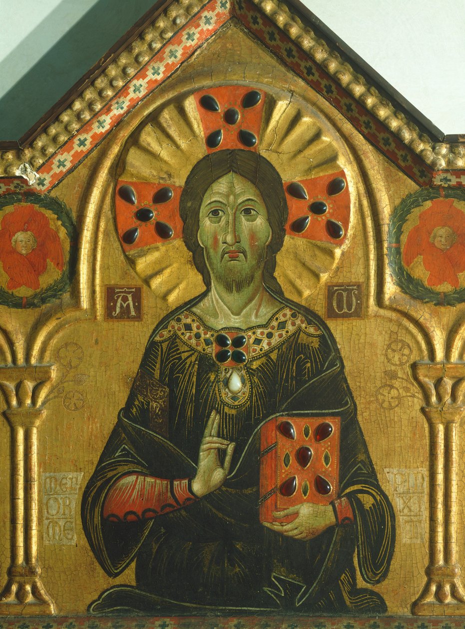 Vykupitel, detail z Vykupitele s Madonou a třemi svatými, od Meliore Toscano nebo Meliore di Jacopo (kolem 1255-1285), tempera a zlato na panelu, 85x210 cm od Jacopo di Meliore