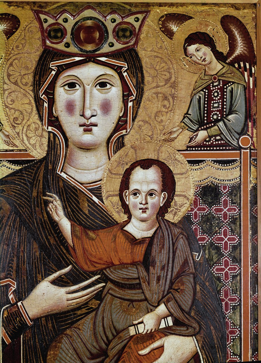 Panna a dítě s andělem - Tempera na dřevě od Meliore di Jacopo od Jacopo di Meliore