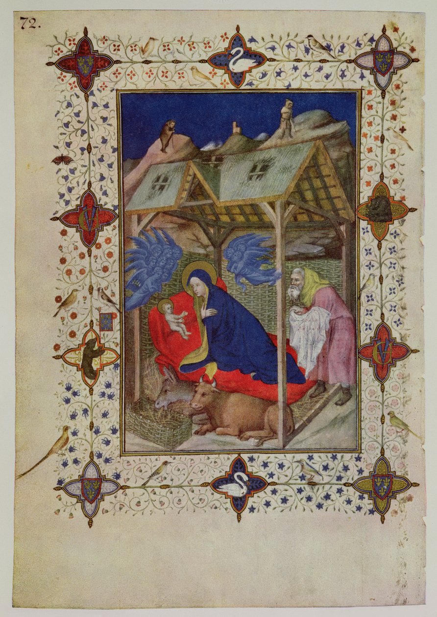 MS 11060-11061 Hours of Notre Dame: Prime, The Birth of Christ, from „Tres Riches Heures du Duc de Berry“ (259702 pro podrobnosti) od Jacquemart de Hesdin