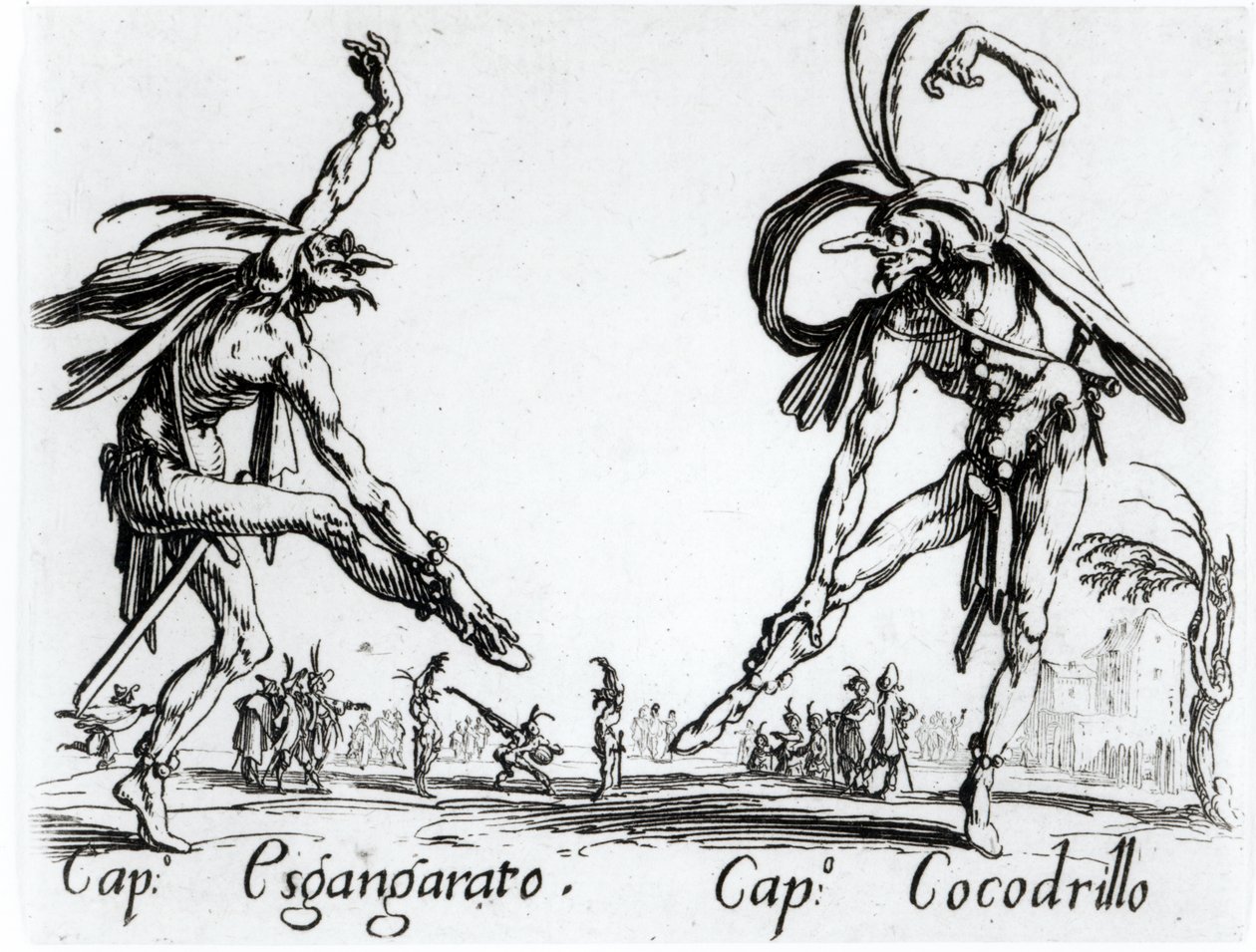 I Balli de Spessanei, nebo Le Grande Chasse (rytina) (černobílá fotografie) od Jacques Callot