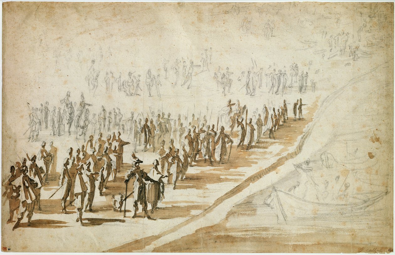 Louis XIII (1601-43) a kardinál Richelieu (1585-1642) v obležení l