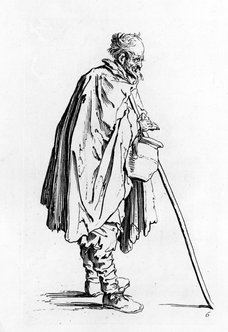 Žebrák se džbánem, kolem 1622-3 od Jacques Callot