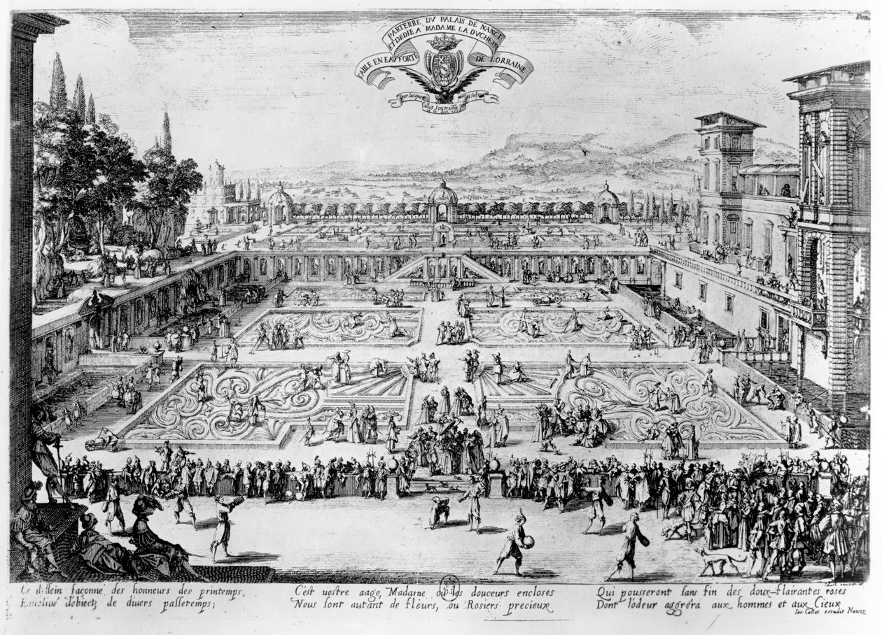 Zahrada v Palais de Nancy, věnovaná vévodkyni z Lorraine, 1624 od Jacques Callot