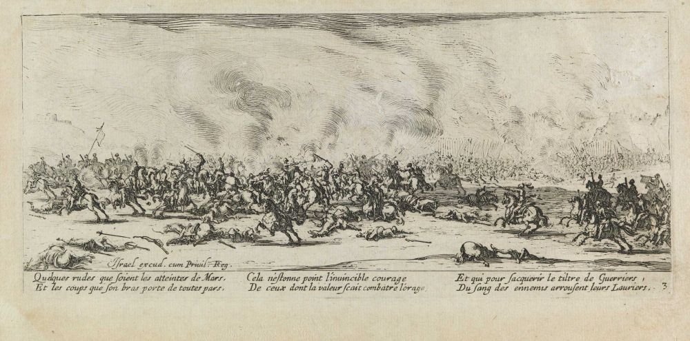 Bitva Neštěstí a špatné válečné hodiny, pl. 3 od Jacques Callot