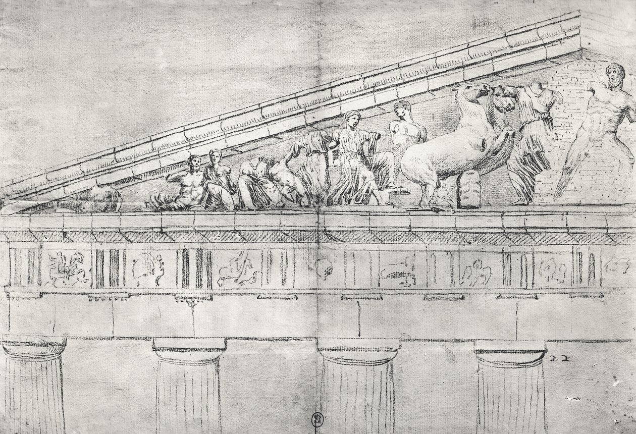Studie štítu z Parthenonu od Jacques Carrey