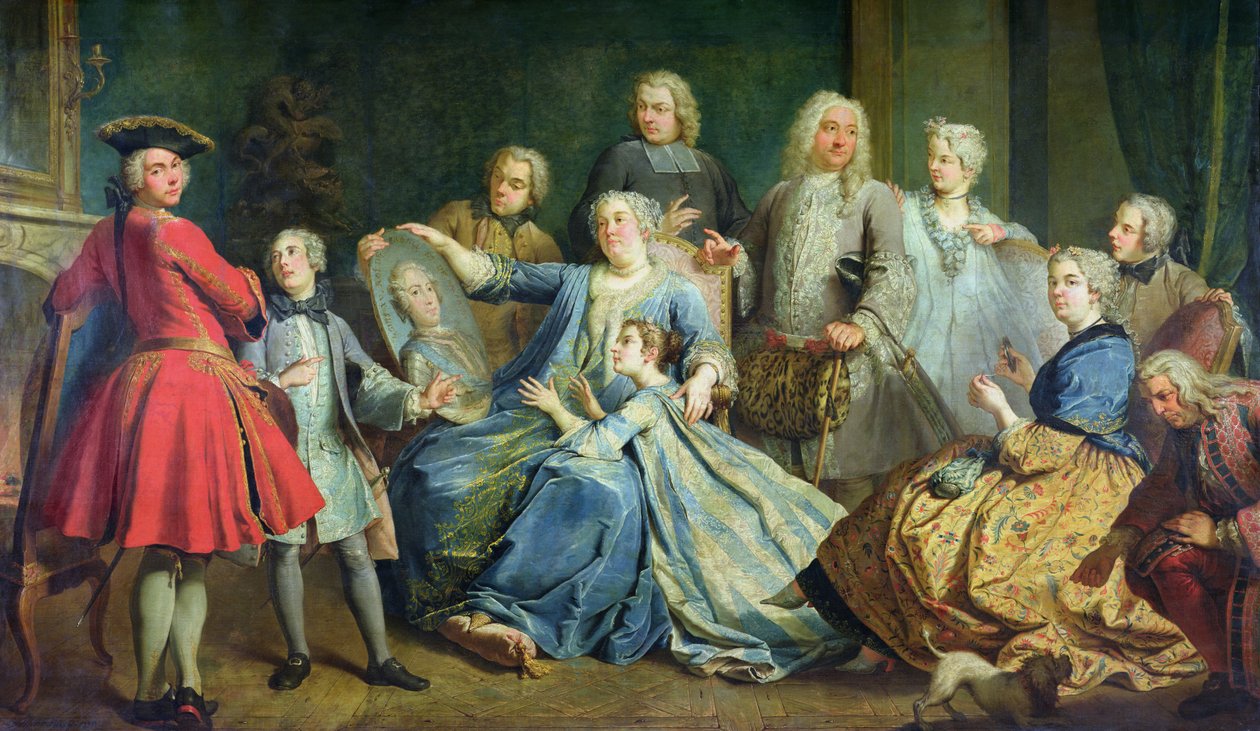 Madame Mercier (1683-1750) obklopena svou rodinou, 1731 od Jacques Dumont