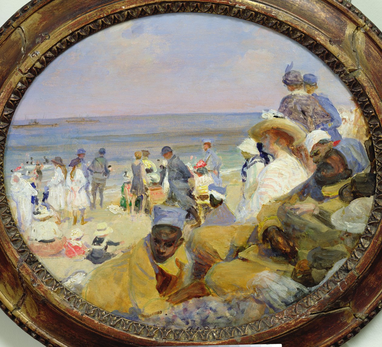 Pláž v Dieppe, 1916 (olej na kartě) od Jacques Emile Blanche