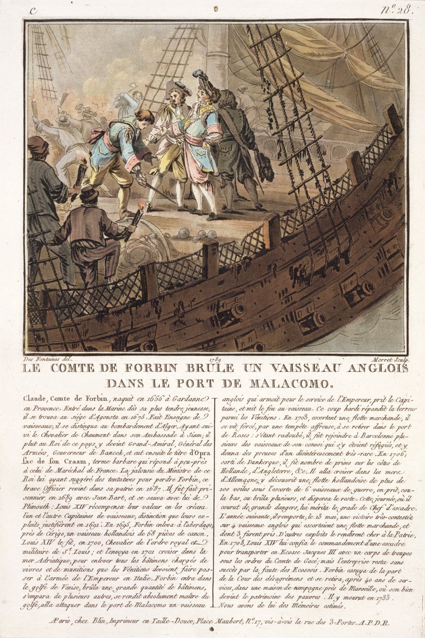 Claude, Comte de Forbin (1656-1733), ryl Jean Baptiste Morret (fl.1790-1820), 1789 od Jacques Francois Joseph Swebach