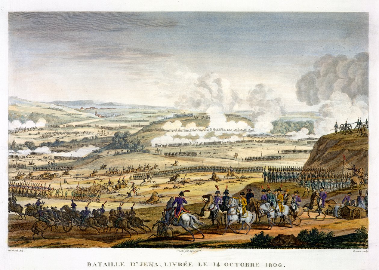 The Battle of Jena, 14.října 1806, vyryl Edme Bovinet (1767-1832) (akvatinta) od Jacques Francois Joseph Swebach