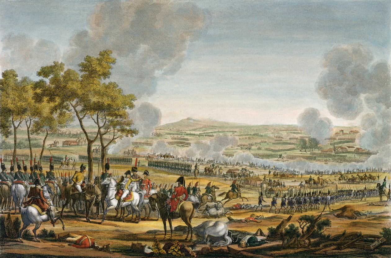 Bitva u Wagramu, 7. července 1809, rytina Louis Francois Mariage (akvatinta) od Jacques Francois Joseph Swebach