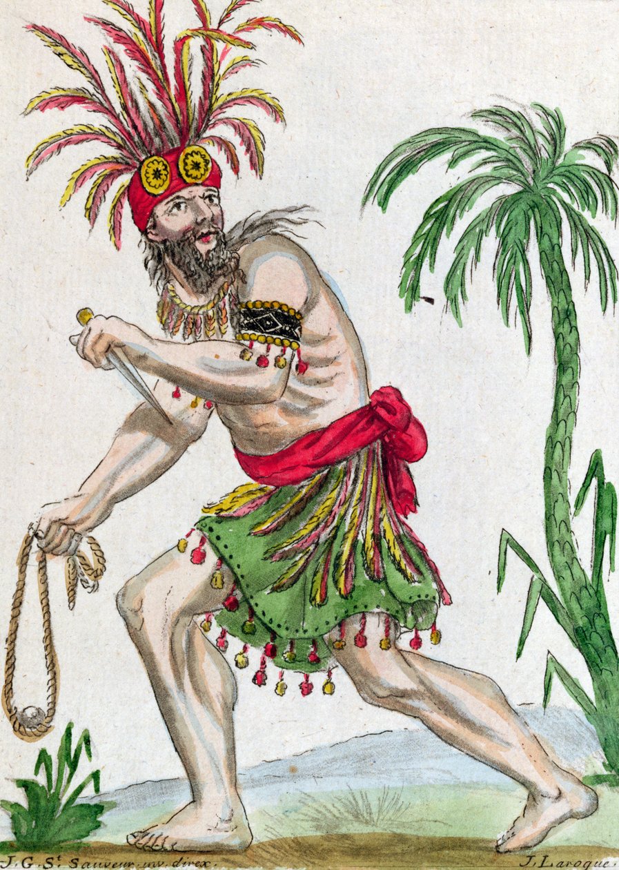 Divoch z Markézských ostrovů, z knihy "Encylopedie des Voyages", vyryl J. Laroque, 1796 od Jacques Grasset de Saint Sauveur