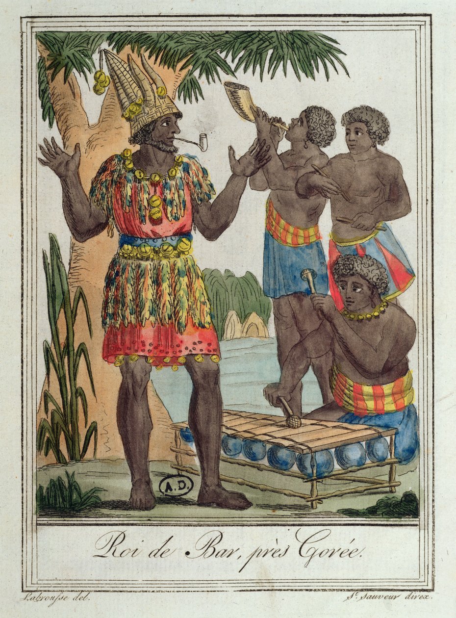 King of Bar, poblíž Gorée, Senegal, z Kostýmy z různých zemí, 1796 od Jacques Grasset de Saint Sauveur