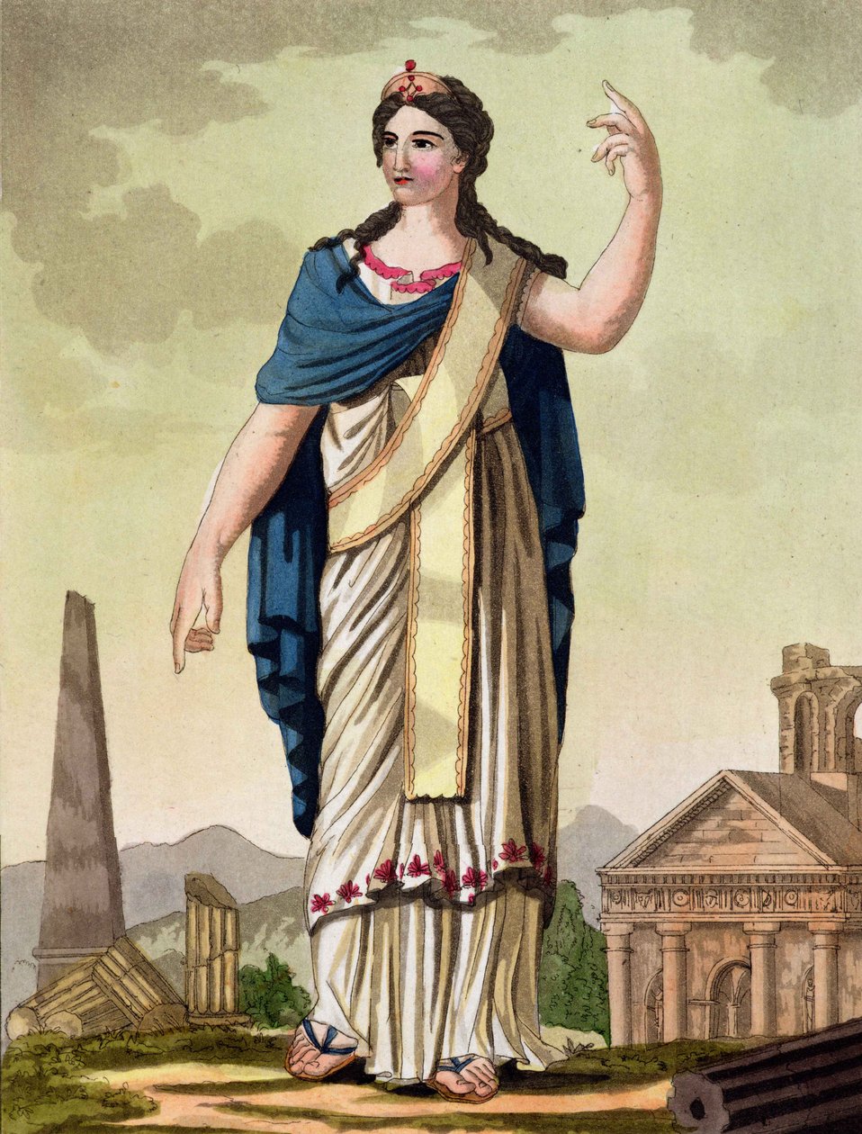 Patricijská žena, č. 26 z knihy "Antický Řím", rytina Labrousse, vydáno 1796 od Jacques Grasset de Saint Sauveur