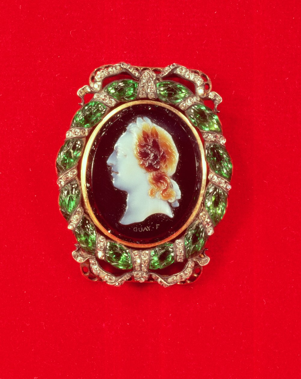 Cameo of Louis XV (1710-74) z náramku, který nosila Madame de Pompadour (sardonyx a drahé kameny) od Jacques Guay