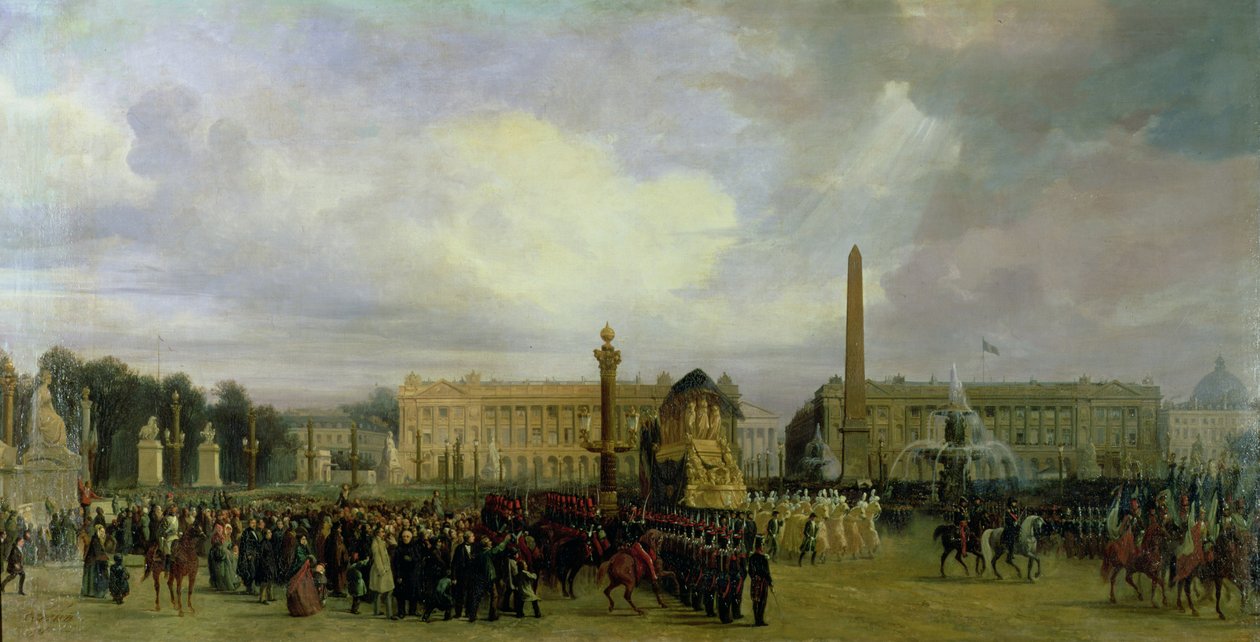 Ceremoniál pro návrat Napoleonova popela v roce 1840: Cortege vstupující na Place de la Concorde, po roce 1840 od Jacques Guiaud