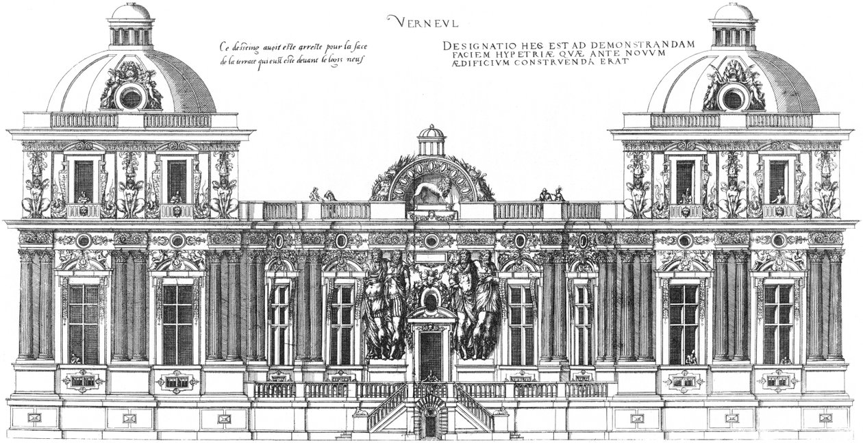 Rytina z Prvního dílu Nejkrásnějších francouzských bastionů od Jacques I Androuet du Cerceau