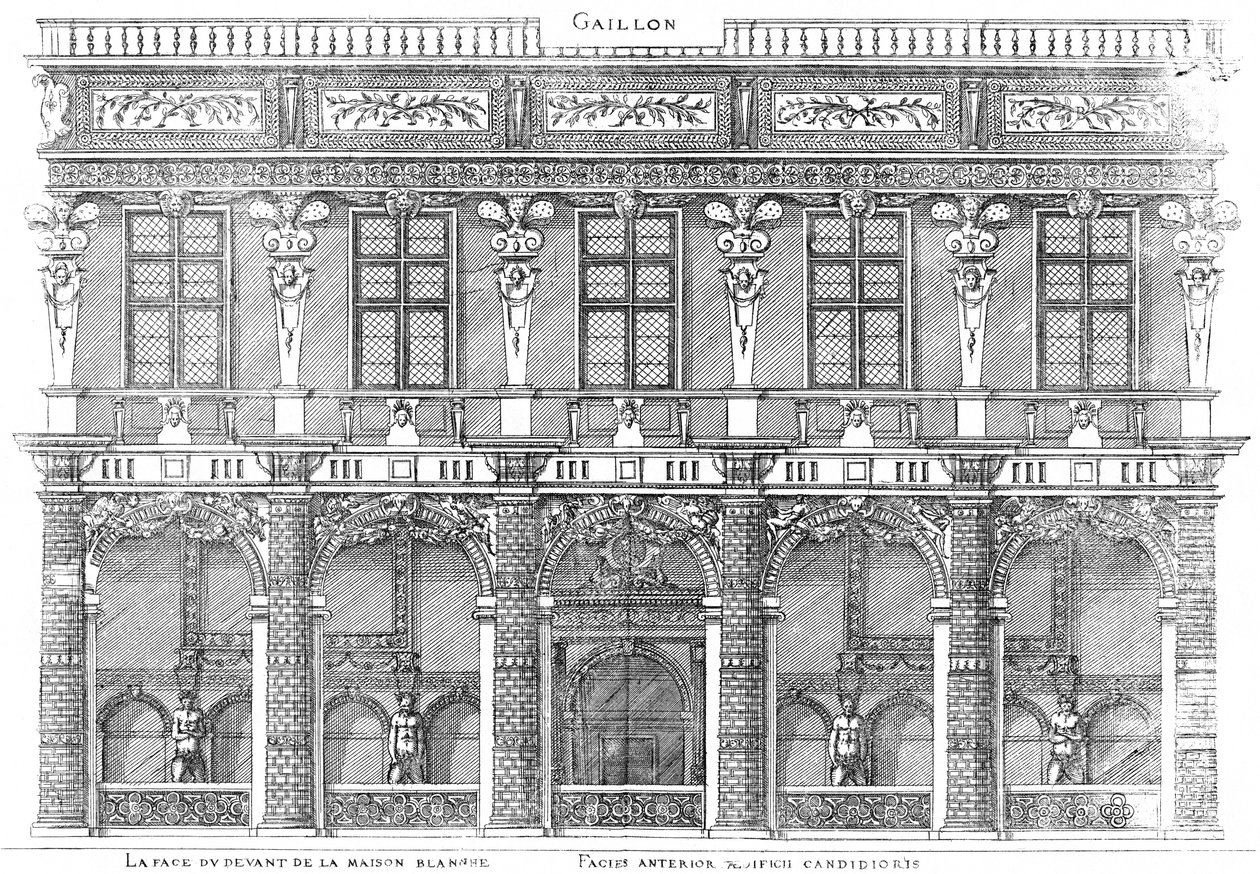 Gravírování z prvního dílu nejúžasnějších Bastimentů de France od Jacques I Androuet du Cerceau