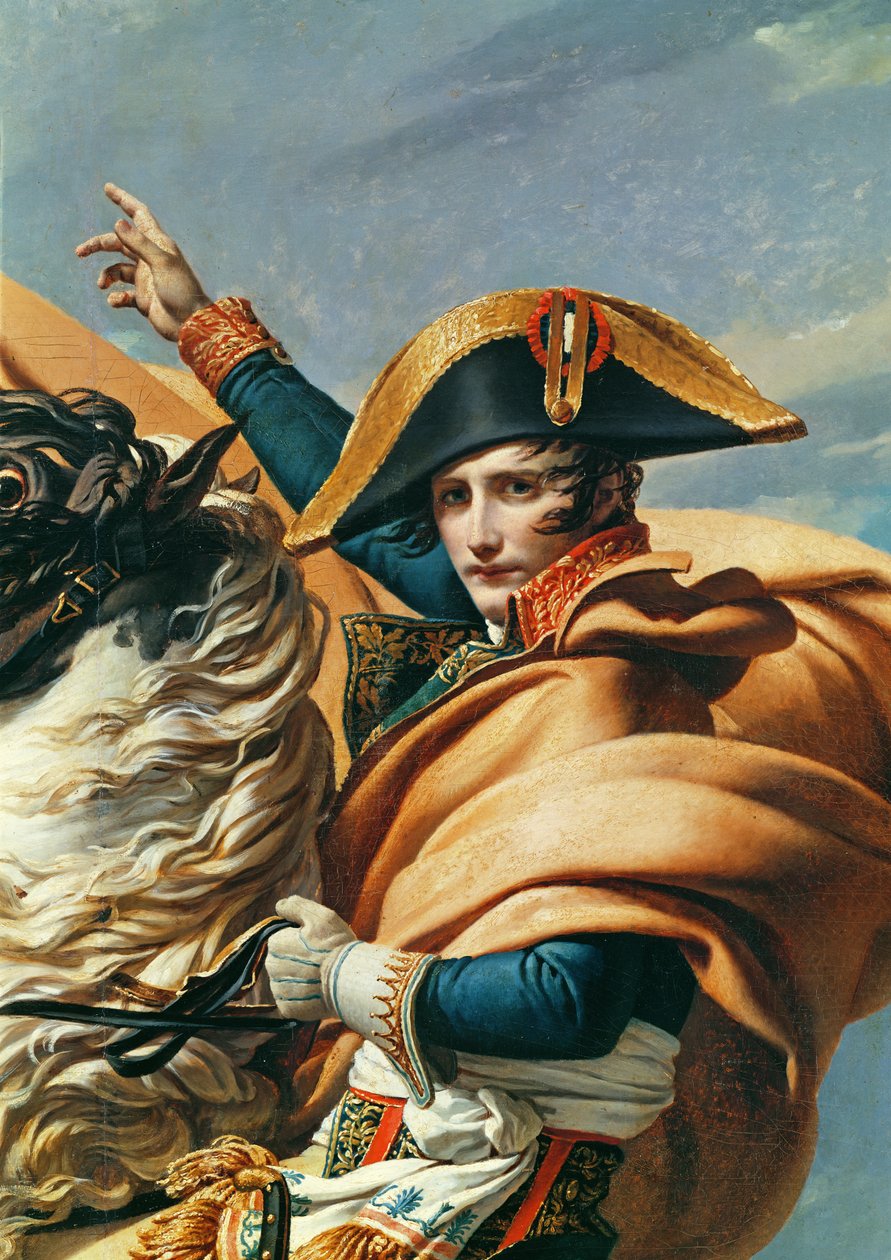 Bonaparte Crossing the Alps (detail z roku 18491) od Jacques Louis David