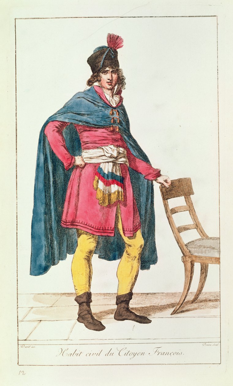 Občanský kostým pro francouzského občana, rytina Vivant Dominique Denon od Jacques Louis David