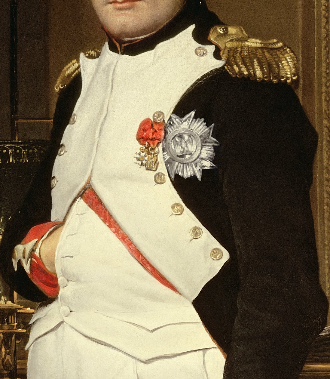 Detail Napoleona Bonaparta v jeho studii, 1812 olej na plátně detail PHD 320 od Jacques Louis David