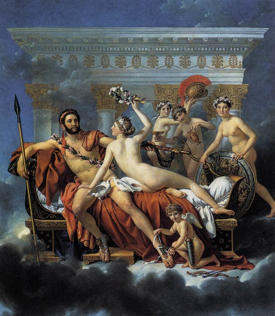 Mars odzbrojen Venuší a třemi grácemi. od Jacques Louis David