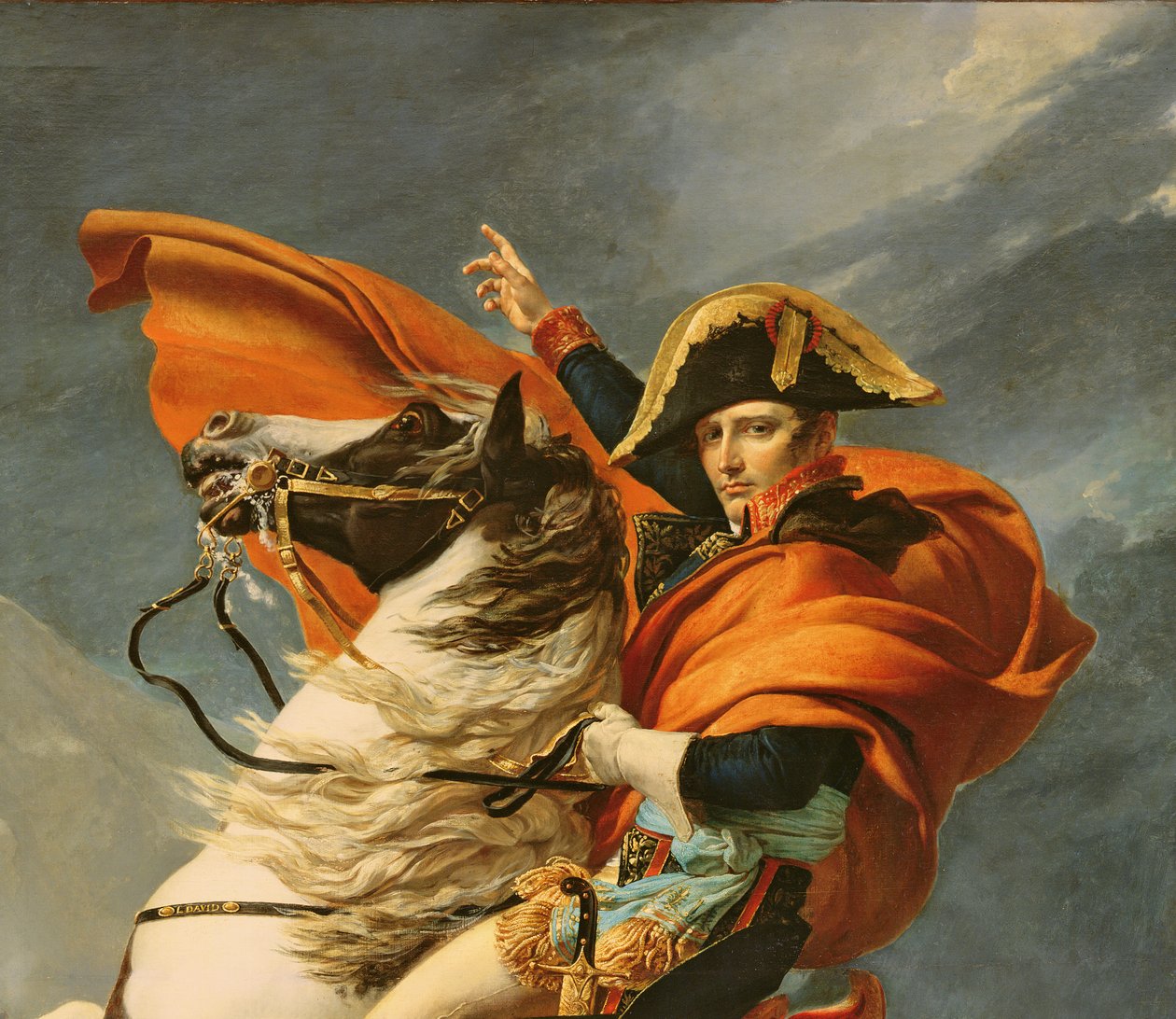 Napoleon při přejezdu Alp 20. května 1800, 1803 (detail 101627) od Jacques Louis David