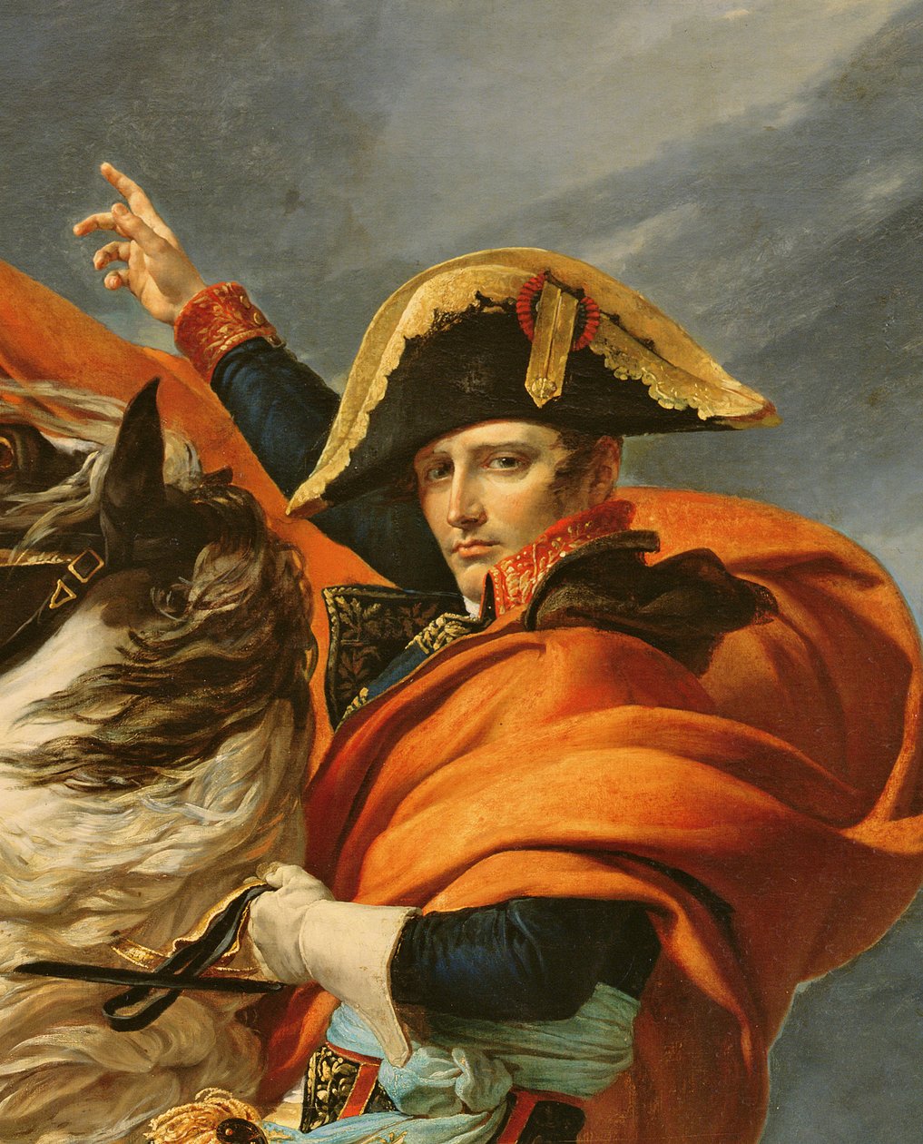 Napoleon překročil Alpy dne 20. května 1800, 1803 (detail 101627) od Jacques Louis David