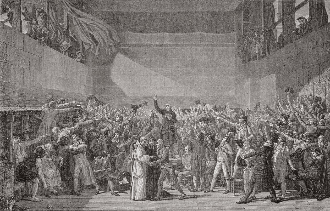 Přísaha složená v Jeu de Paume, 20. června 1789, Francouzská revoluce od Jacques Louis David