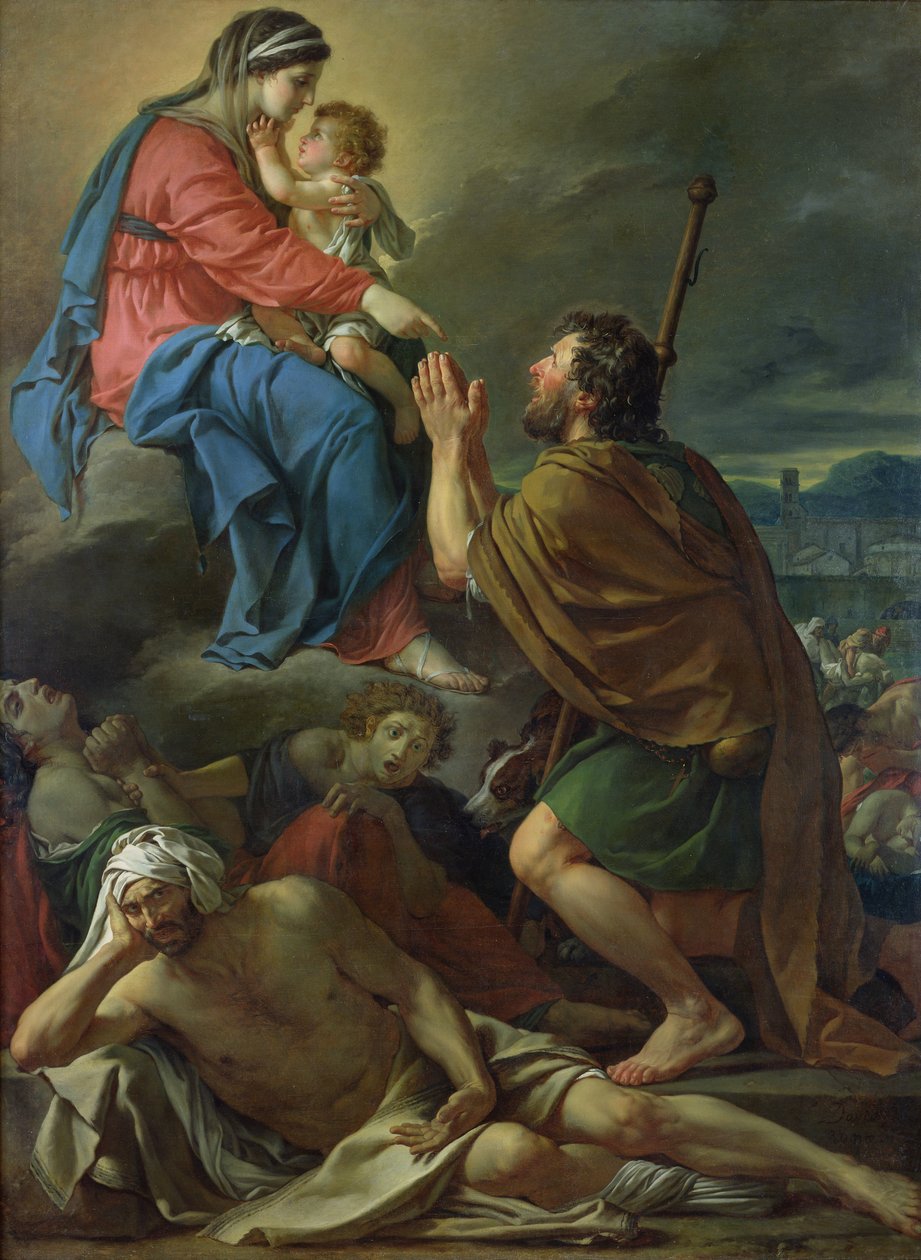 Sv. Roch se modlí k Panně za konec moru, 1780 od Jacques Louis David