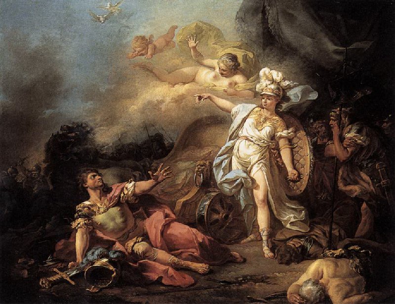 Boj Ares a Athény od Jacques Louis David