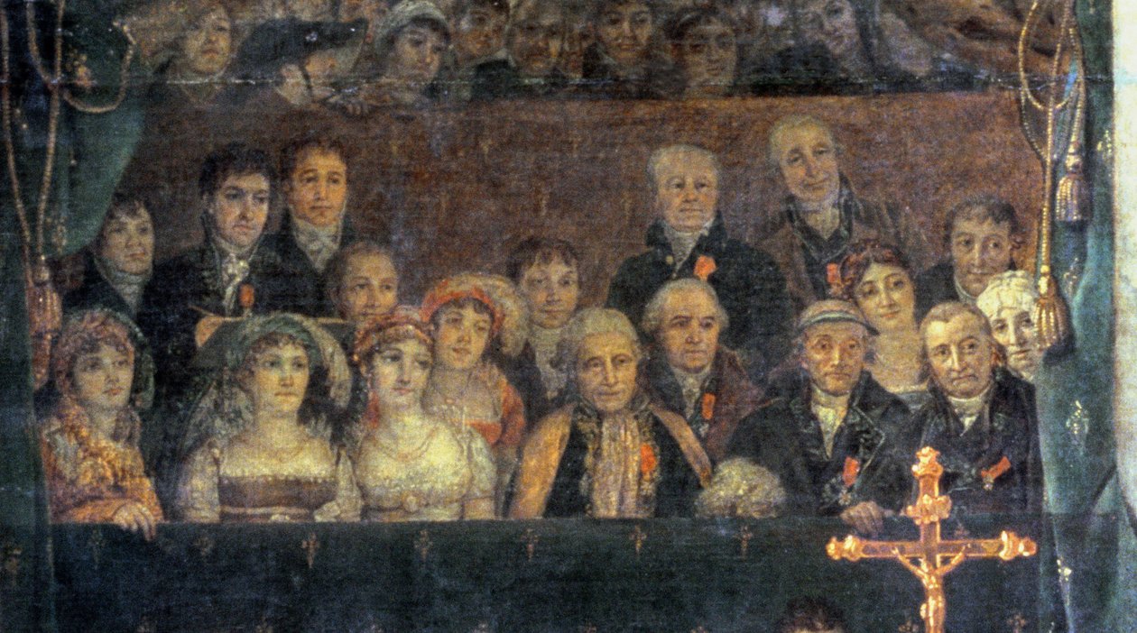 Svěcení císaře Napoleona (1769-1821) a korunovace císařovny Josefíny (1763-1814) papežem Piem VII., 2. prosince 1804, 1806-7 (detail 18412) od Jacques Louis David