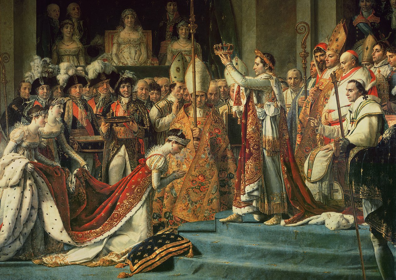 Svěcení císaře Napoleona 1769-1821 a korunovace císařovny Josefíny 1763-1814 papežem Piem VII., 2. prosince 1804, 1806-07 detail olej na plátně z roku 18412 od Jacques Louis David