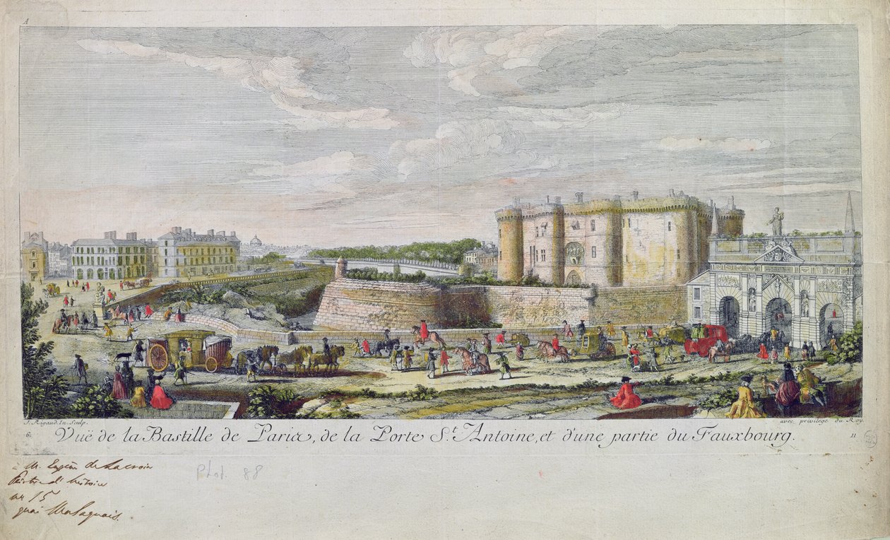 Pohled na Bastilu a Porte Saint-Antoine od Jacques Rigaud