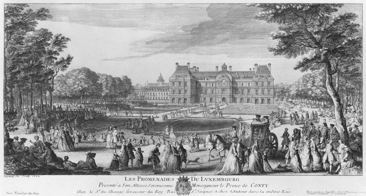 Procházka v lucemburských zahradách, 1729 od Jacques Rigaud