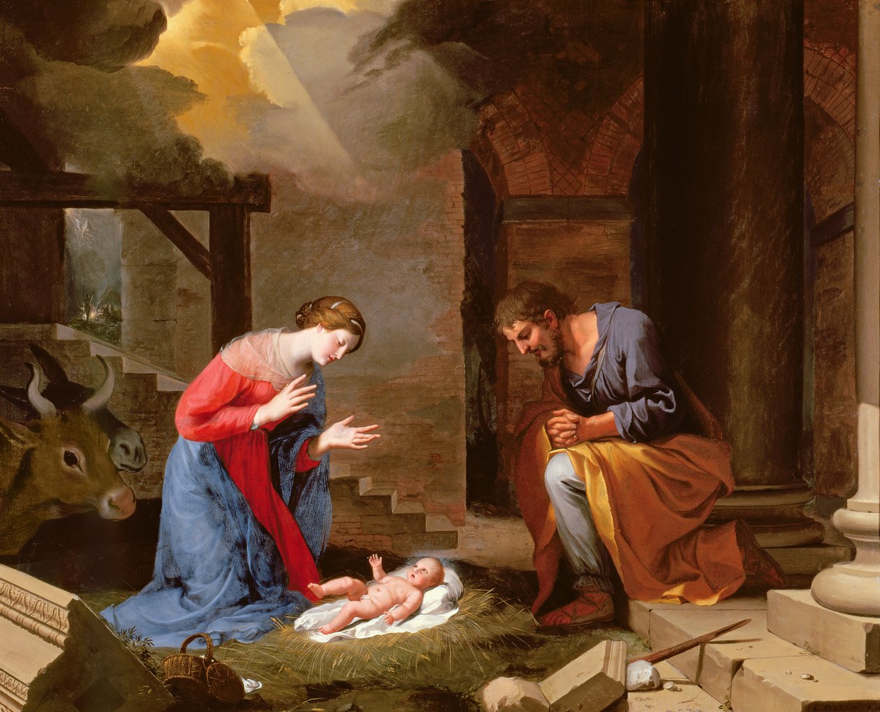 Narození Páně, 1639 (olej na mědi) od Jacques Stella