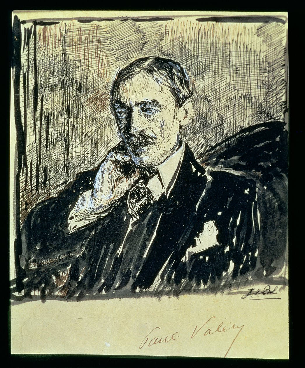 Portrét francouzského spisovatele Paula Ambroise Valeryho (1871-1945) (tuš na papíře) od Jacques Emile Blanche