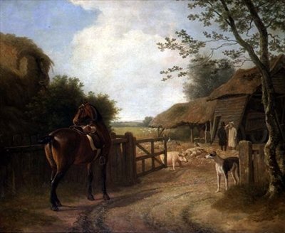 Daniel Beale na své farmě v Edmontonu se svým oblíbeným koněm od Jacques Laurent Agasse