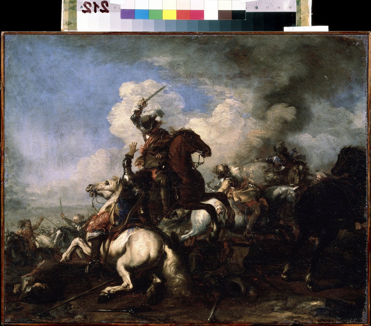 "Le combat de chevaliers"" (Cavalry Combat) Malba Jacquese Courtoise (1621-1676) Muzeum umění Michaila Krošitského ze 17. století, Sevastopol (Sevastopol) Ukrajina od Jacques Courtois