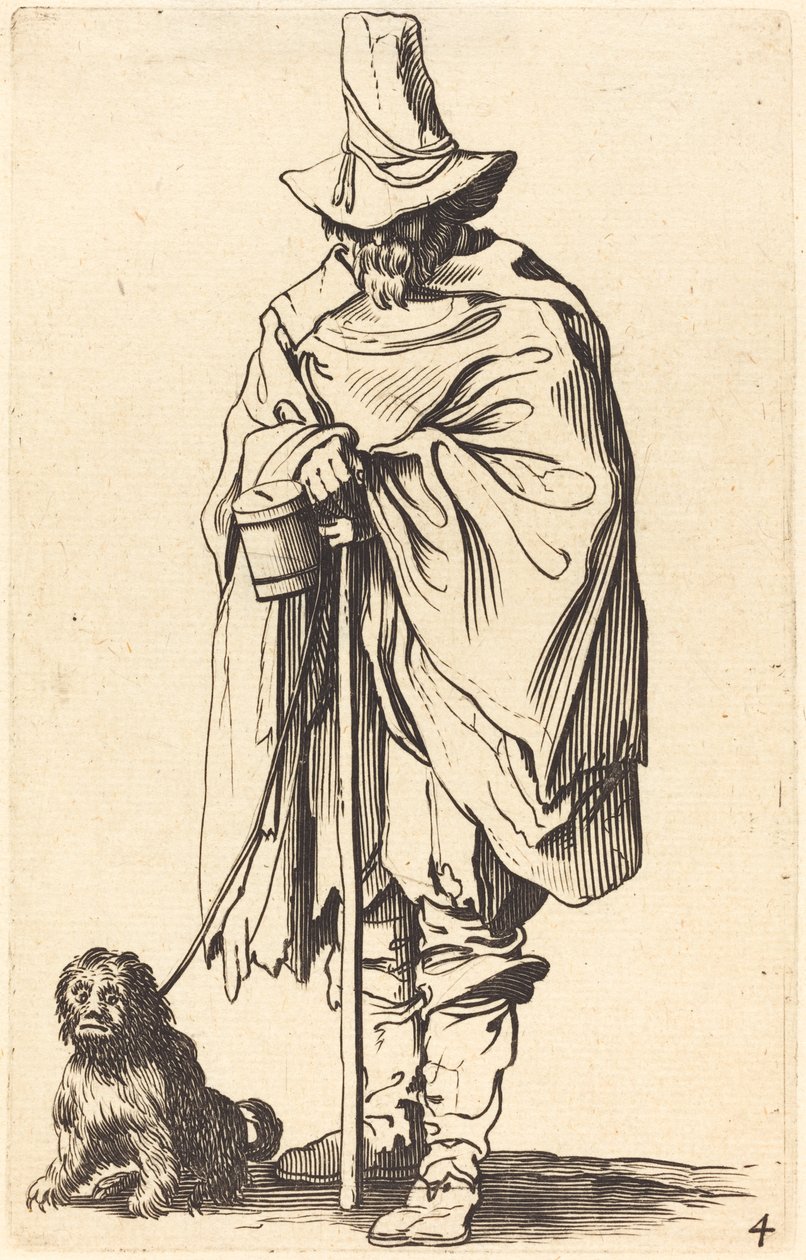 Žebrák se psem (lept) od Jacques (after) Callot
