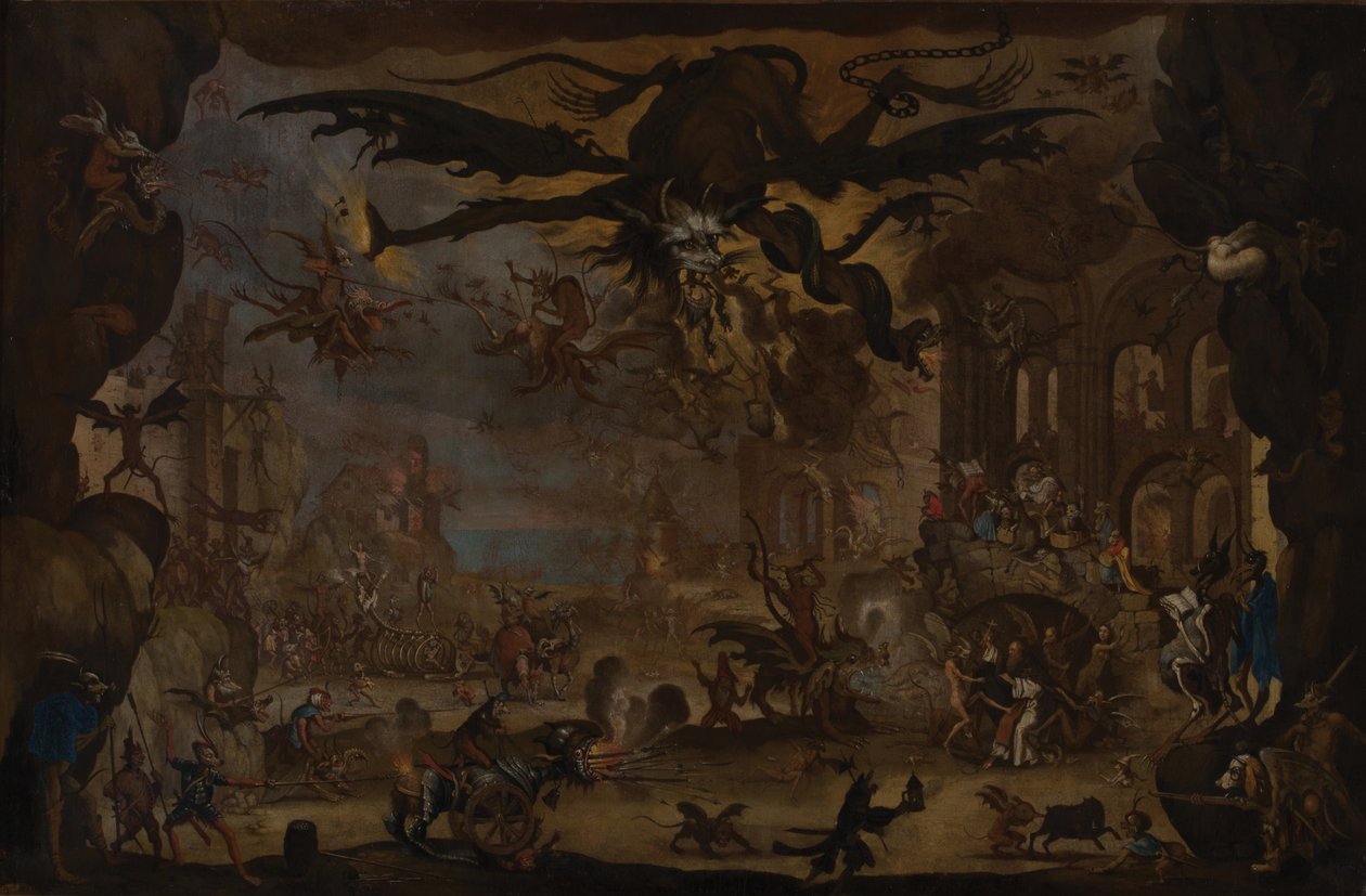 Pyhän Antoniuksen kiusaus (Öljy kankaalle) od Jacques (after) Callot