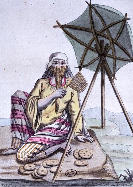 Arabská žena z pouště prodávající chléb, z „Encyclopedie des Voyages“, vyryla Labrousse od Jacques (after) Grasset de Saint Sauveur