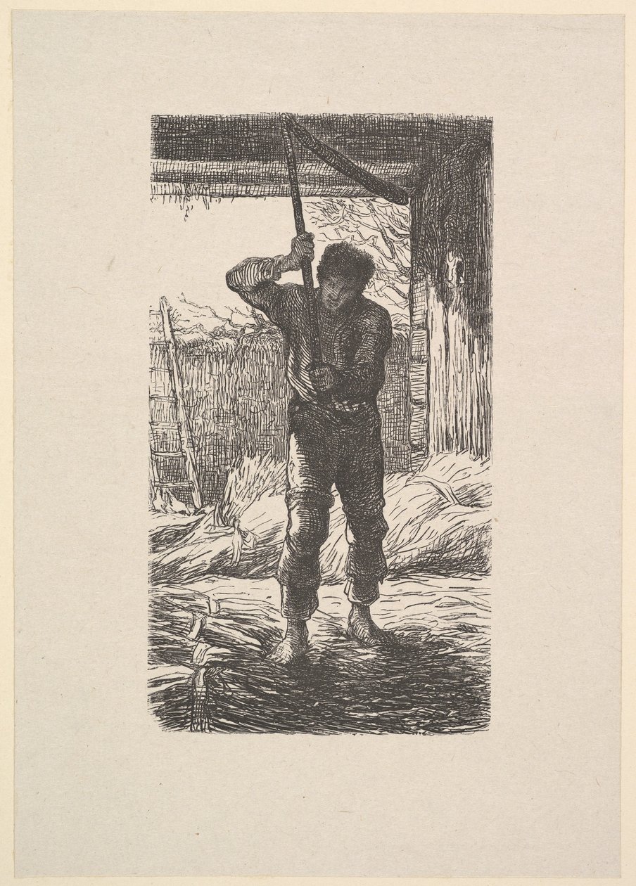 Muž mlátil pšenici, 1853. od Jacques Adrien Lavieille