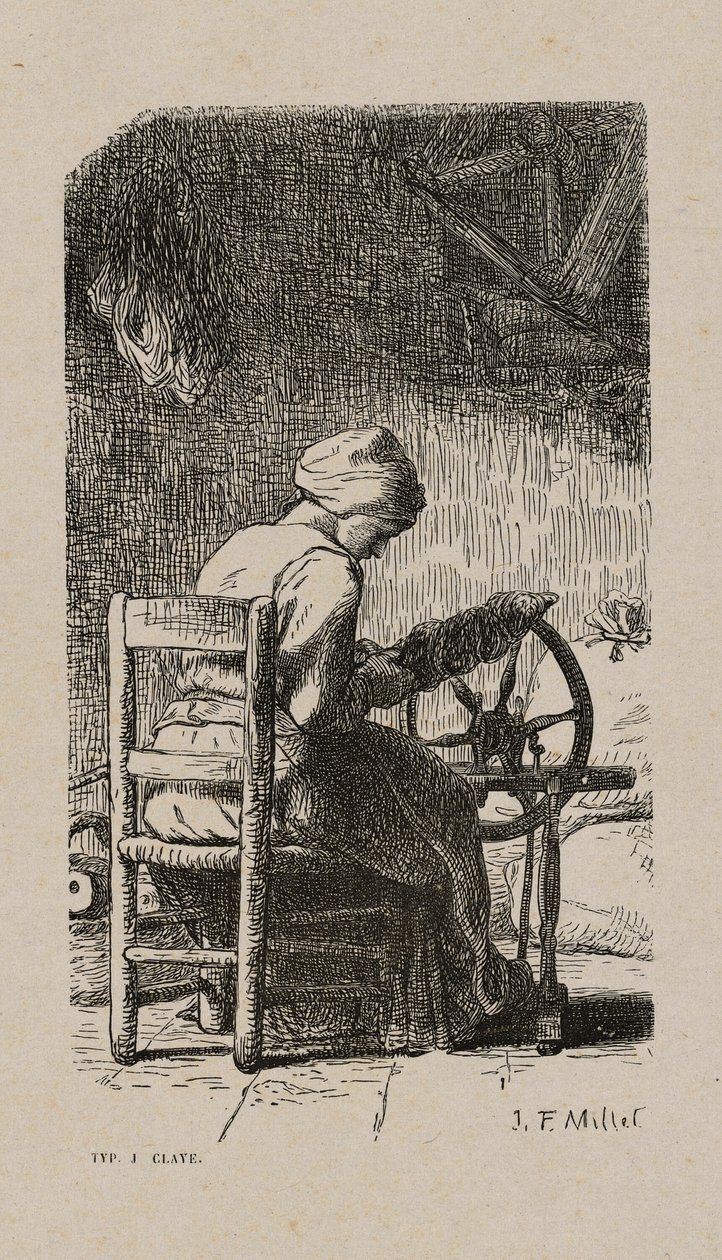Žena Spinning od Jacques Adrien Lavieille